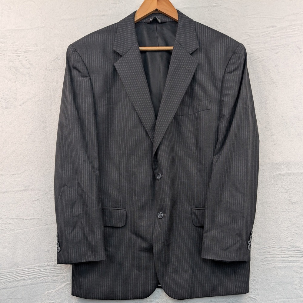 Jos. A. Bank Blazer Men's 44R Gray Pinstripe Wool Business Professional Mob Boss